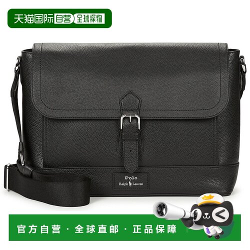 欧洲直邮Polo Ralph Lauren拉夫劳伦包男休闲单肩斜挎包黑色MESSE