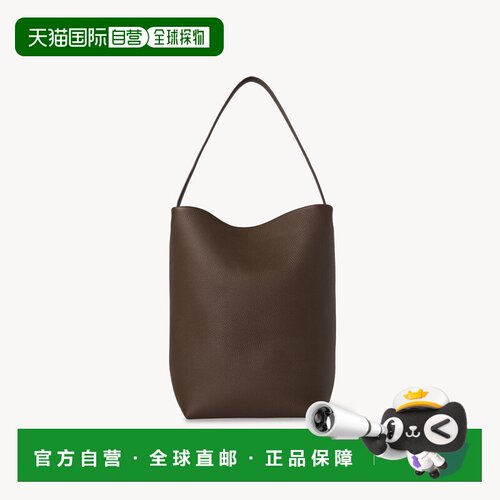 自营欧洲直邮THE ROW 女士深橄榄绿纹理皮革托特包斜挎包单肩包