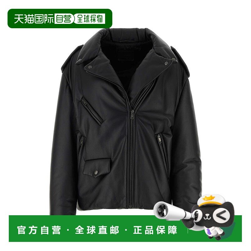 1h可退 香港直邮Prada 普拉达 女士 黑色软羊皮带里衬夹克 58A049