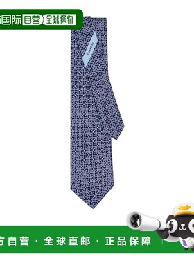 香港直邮Salvatore Ferragamo 方形 Gancini 印花真丝领带 351218