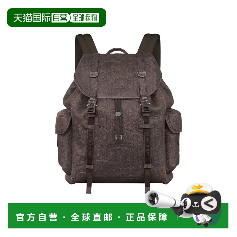 自营1h可退 欧洲直邮Dior迪奥 男士棕色牛皮双肩包
