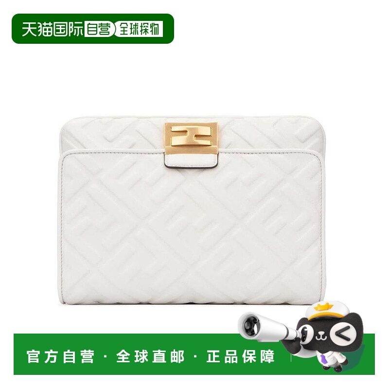 香港直邮Fendi 白色logo压纹腰包 8BT305A72V