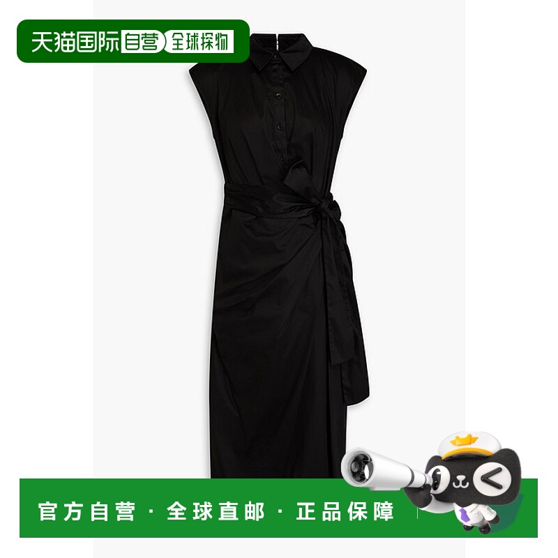 香港直邮CAROLINA HERRERA 女士 垂褶棉混纺府绸中长衬衫式连衣裙