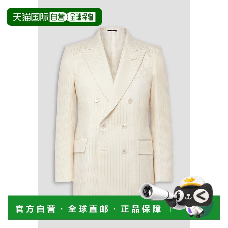 香港直邮Tom Ford 汤姆 福特 男士 Dyllan 双排扣金属感条纹羊毛