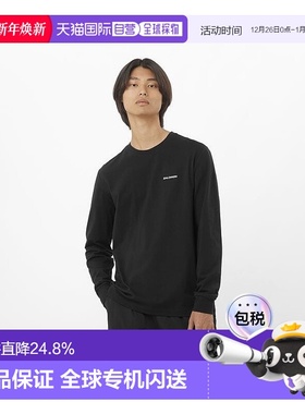自营欧洲直邮Salomon萨洛蒙 CHEST LOGO系列男士深黑色棉长袖T恤