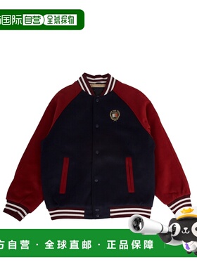 自营欧洲直邮Tommy Jeans Wool Blend Crest Bomber男士蓝色红色