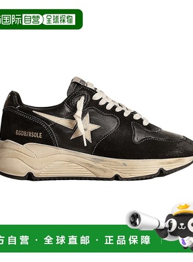 自营欧洲直邮GOLDENGOOSE/GGDB女士黑色绒面皮革LOGO鞋尾低跟运动