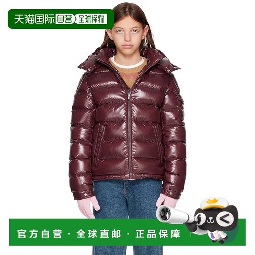 香港直邮moncler 男童 酒红色 Maya Hooded 儿童羽绒夹克童装 K29