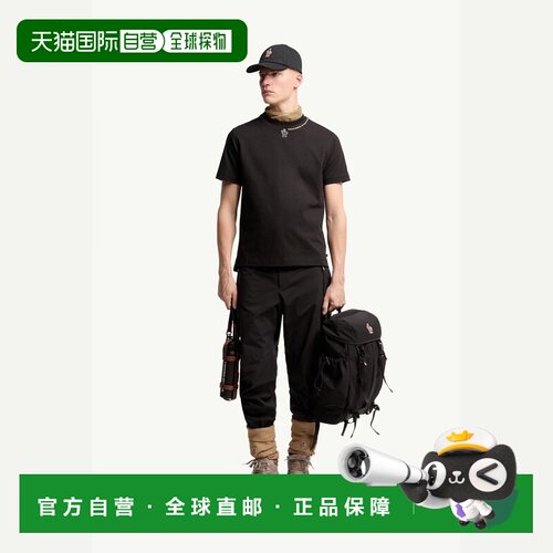 自营欧洲直邮MONCLER盟可睐 Grenoble男士黑色棉质LOGO短袖T恤