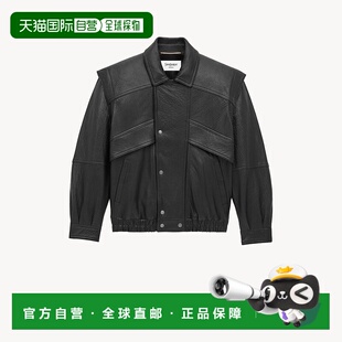 自营欧洲直邮YSL圣罗兰 Bubble系列女士黑色羔羊皮按扣闭合飞行员