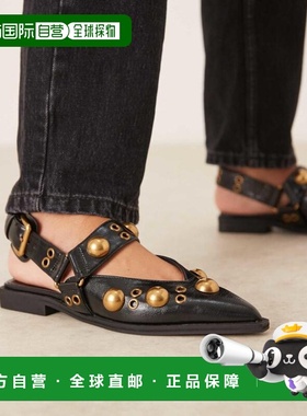 香港直邮ASOS 女士 Luxor 设计铆钉玛丽珍芭蕾舞鞋(黑色)