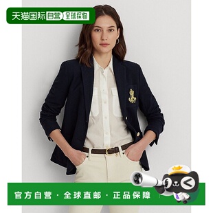自营欧洲直邮RalphLauren拉夫劳伦 Petite金银丝刺绣提花西装外套
