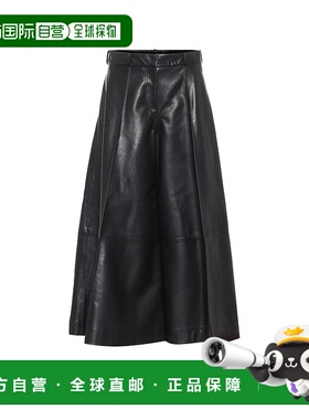 香港直邮KHAITE 女士 'Selma' 高腰皮革阔腿裤长裤 003622