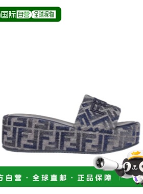 香港直邮Fendi Sunshine FF牛仔布厚底凉拖 8R8515AOSI凉鞋