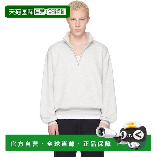 香港直邮SKIMS 男士 灰色 Fleece Lounge Relaxed Quarter Zip 套