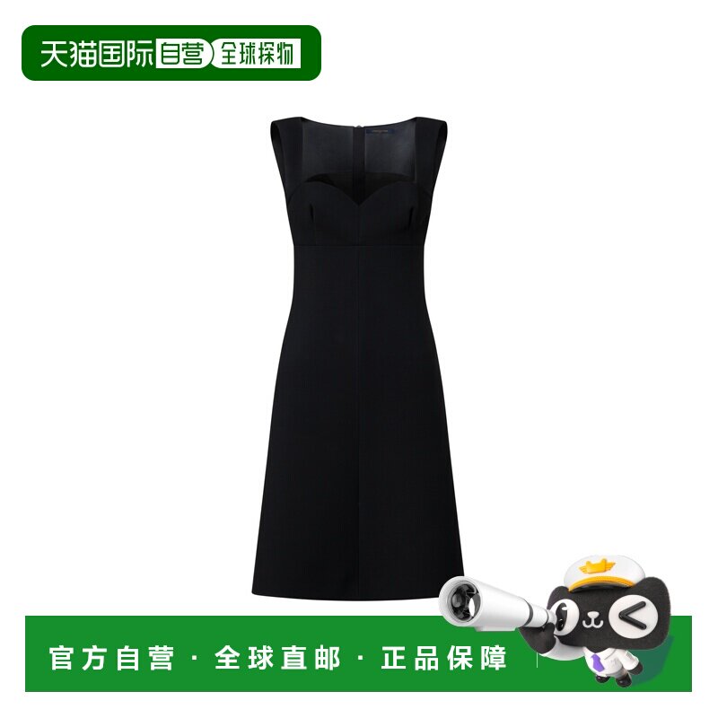 自营1h可退 欧洲直邮LV路易威登 女士黑色羊毛A字廓形连衣裙吊带