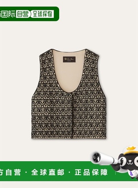 自营欧洲直邮Loro Piana 女士黑色/米色真丝背心