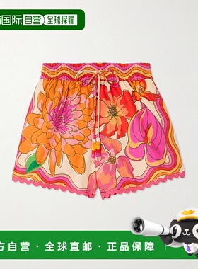 香港直邮FARM RIO 女士 Spring Affair 串珠精饰印花亚麻混纺短裤