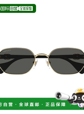 1h可退 香港直邮Gucci 古驰 女士 金色 & 黑色 Round 太阳镜 GG15