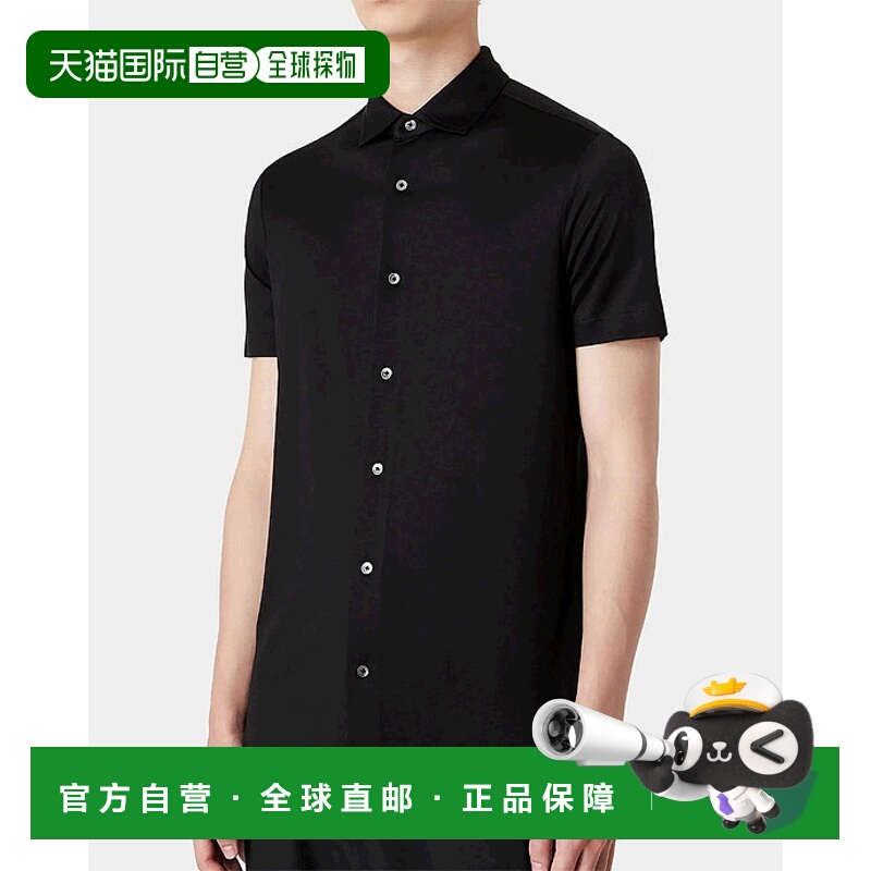 香港直邮Emporio Armani 黑色徽标短袖衬衫 8N1CG01JUVZ阿玛尼