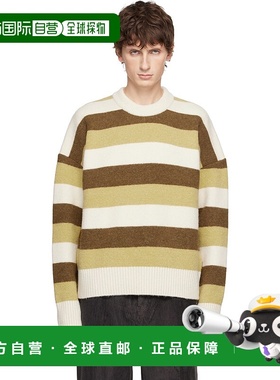 1h可退 香港直邮Ami Paris 女士 绿色 & 棕色 Alpaca Striped Cre