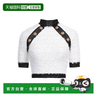 香港直邮Balmain 巴尔曼 女士 拉链毛衣 WHITE 白色上衣时尚舒适