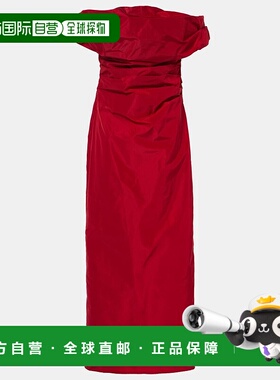 香港直邮Staud 女士 Andrea 塔夫绸中长连衣裙 red红色 舒适时尚