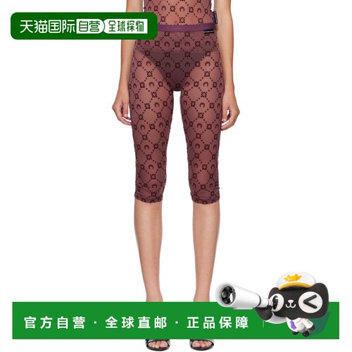 香港直邮Marine Serre 女士 酒红色 Moonogram Mesh Flock Capri