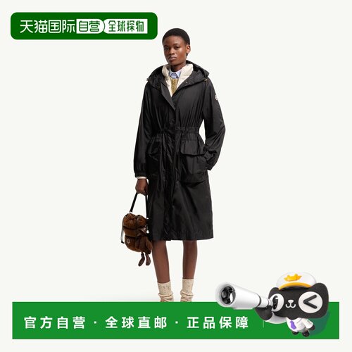 自营欧洲直邮Moncler盟可睐 Hiengos女士黑色尼龙连帽风衣大衣