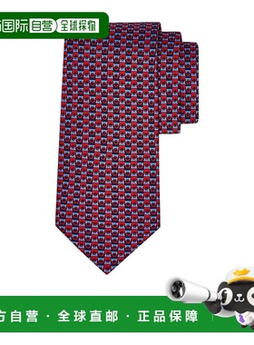 香港直邮Salvatore Ferragamo Gancini 双色印花真丝领带 351313