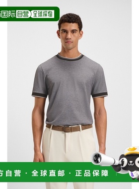 自营欧洲直邮Hugo Boss 男士灰色棉圆领短袖T恤