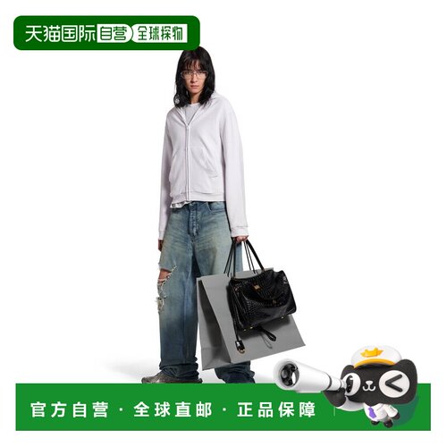 自营欧洲直邮Balenciaga巴黎世家 Back女士做旧白/淡粉色拉链连帽