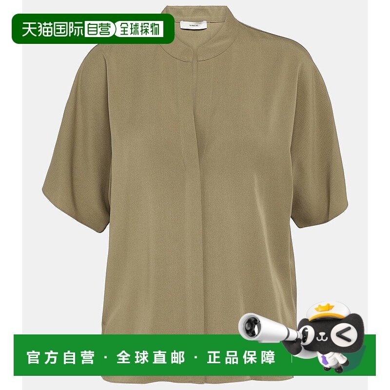 1h可退 香港直邮VINCE 女士 缎面衬衫 green绿色 舒适时尚,女装/女士精品,T恤,淘宝优惠券,粉丝福利购,淘宝优惠卷