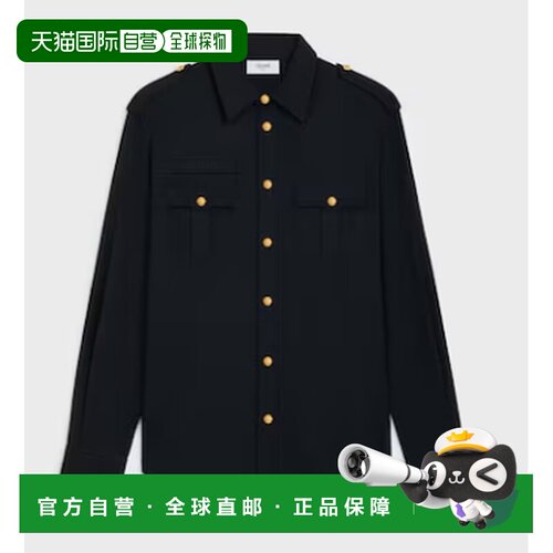 1h可退 香港直邮CELINE 男士衬衫 RC055364F07MR AW2025 黑色 长