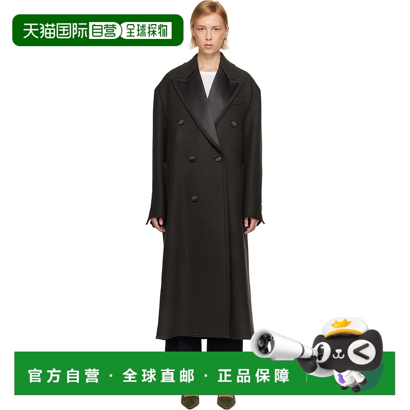 香港直邮Ami Paris 女士 黑色 Wool Smocking Double Breasted 大