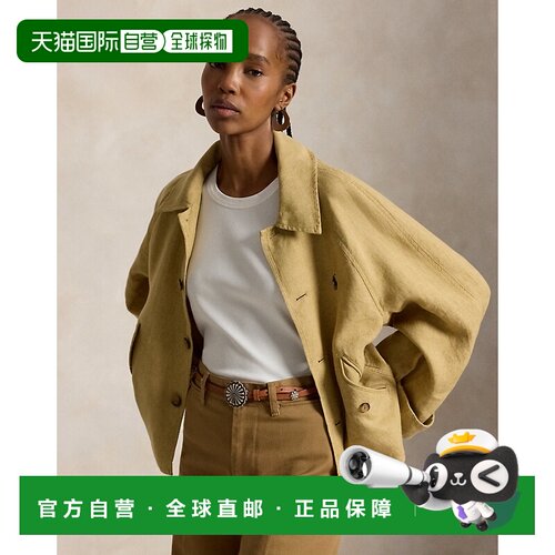 自营欧洲直邮Ralph Lauren拉夫劳伦 女士卡其色亚麻夹克