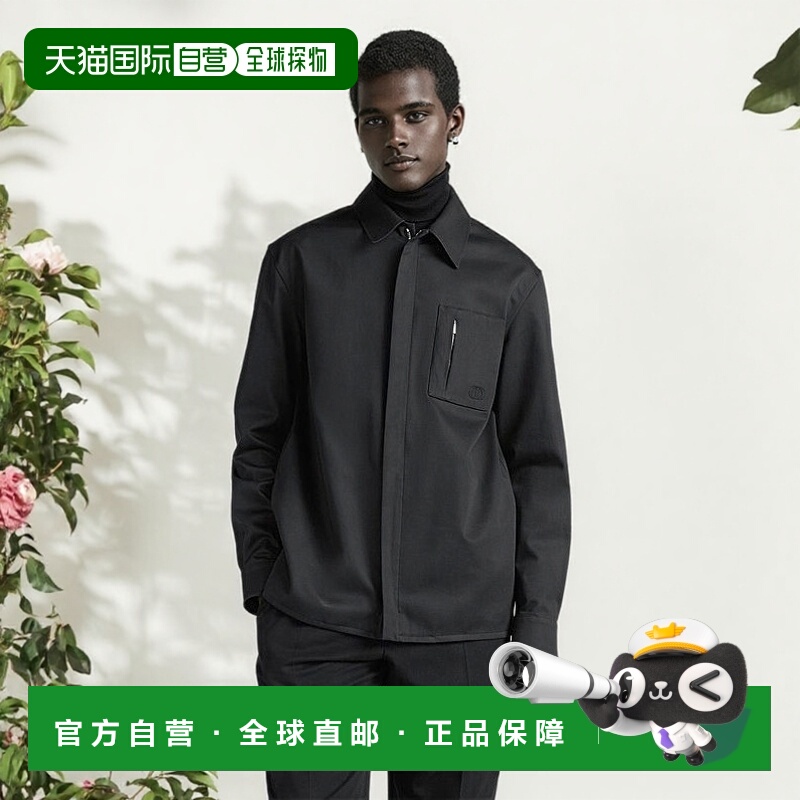 欧洲直邮DIOR迪奥CDIcon刺绣衬衫-黑色棉质华达呢