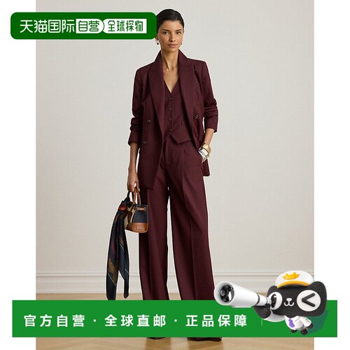 自营欧洲直邮Ralph Lauren拉夫劳伦 女士深石榴红羊毛混纺斜纹阔