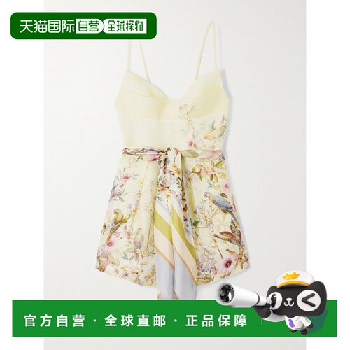 ZIMMERMANN 女士 Rebellion 印花亚麻真丝混纺连【付后1h可退】