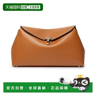 自营欧洲直邮Toteme T-Lock女士棕褐色小牛皮T字锁扣单肩包