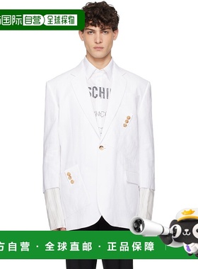 1h可退 香港直邮Moschino 莫斯奇诺 男士 白色 Cuff Details 西装
