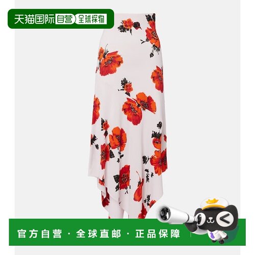 香港直邮alaia 女士 花朵不对称针织中长半身裙 red红色 舒适时尚