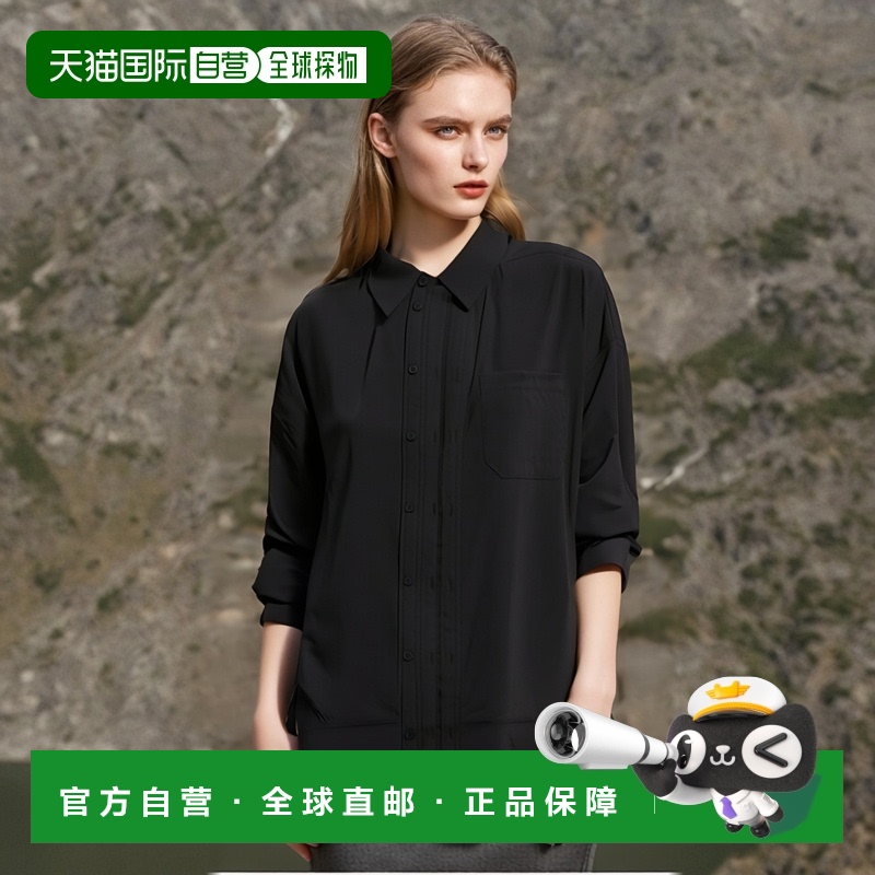 1h可退 香港直邮Y PROJECT 女士 黑色府绸宽松款衬衫 201SI009F50