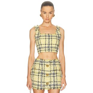 美国直邮Balmain 女士 亮片花呢格纹上衣 GF1AB530XL73 巴尔曼