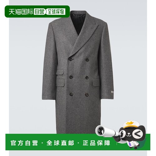 1h可退 香港直邮Canali 康钠丽 男士 双排扣羊毛真丝大衣