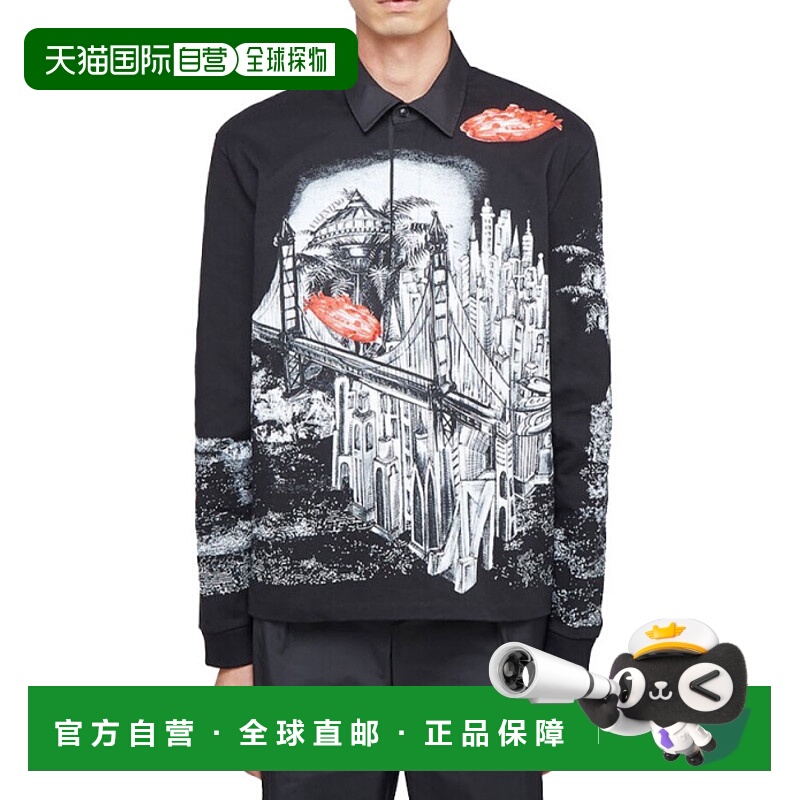 【99新未使用】香港直邮Valentino 黑色印花图案衬衫 UV3MH01H6HR