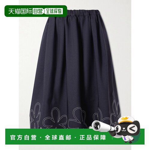 香港直邮comme des garcons 川久保玲 女士 刺绣华达呢中长半身裙