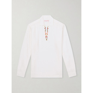 Ridley 香港直邮Orlebar Brown 男士 281840WHITE 刺绣亚麻Polo衫