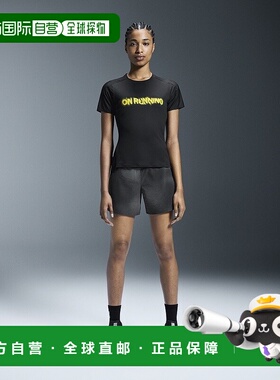 自营欧洲直邮On昂跑Lumos系列女士黑色再生聚酰胺反光云纹印花短