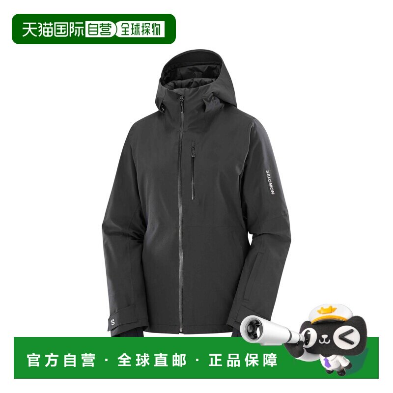 自营欧洲直邮Salomon Highland女士黑色聚酯纤维连帽滑雪外套夹克图片